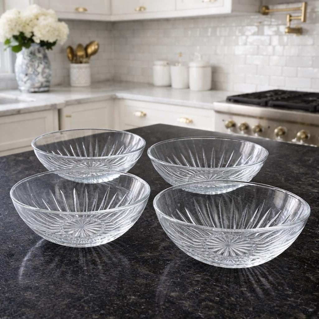 Princess House Crystal Bowls Set 4 Highlights Starburst