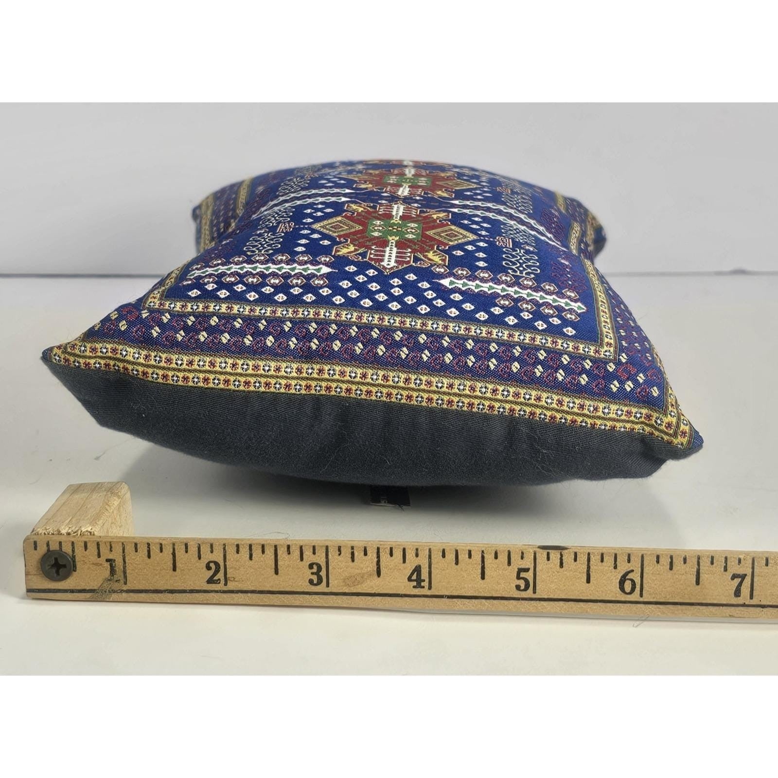 Vintage Turkish Carpet Pillow 9x6 Embroidered Silk Accent Cushion
