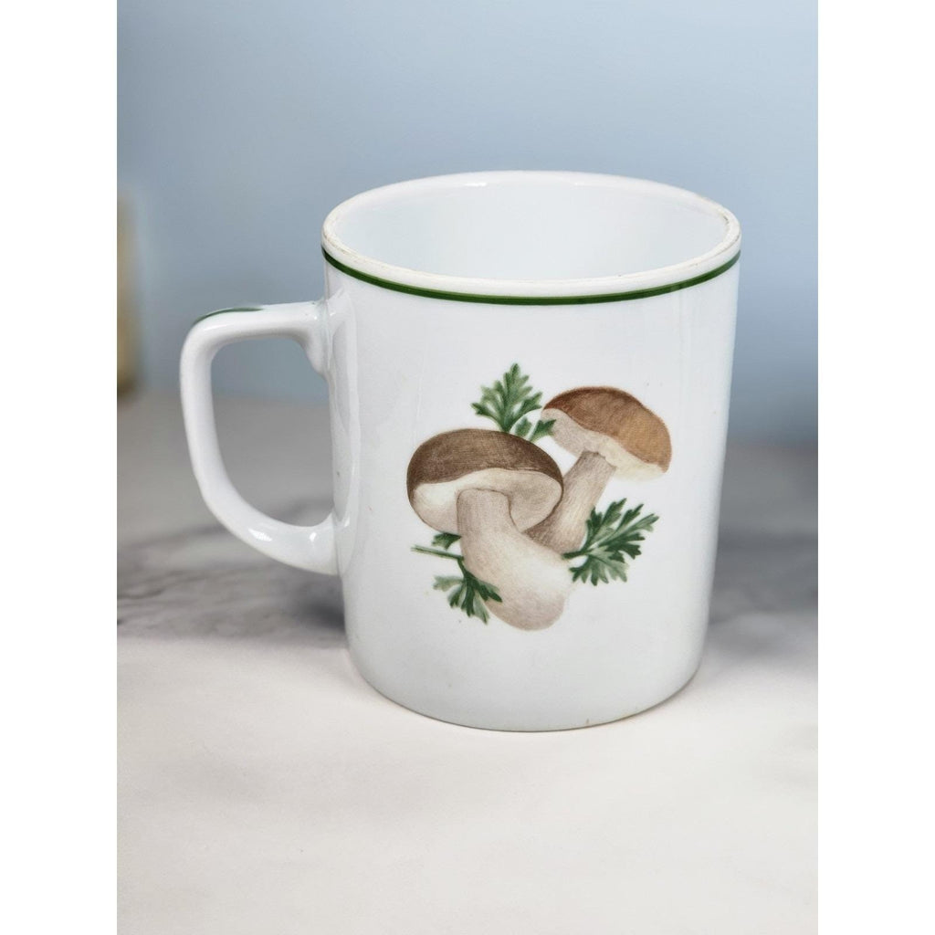 Vintage Lourioux Porcelain Botanical Mugs Set of 2 Radish Mushroom