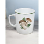 Vintage Lourioux Porcelain Botanical Mugs Set of 2 Radish Mushroom