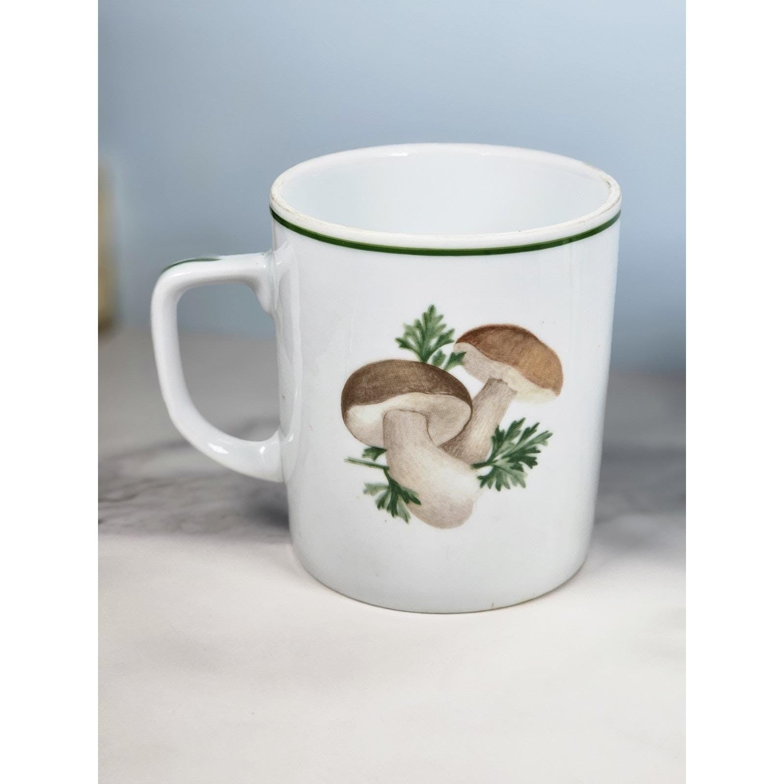 Vintage Lourioux Porcelain Botanical Mugs Set of 2 Radish Mushroom