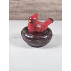 Cardinal Bird Salt Pepper Shakers Nest Set Ceramic Vintage
