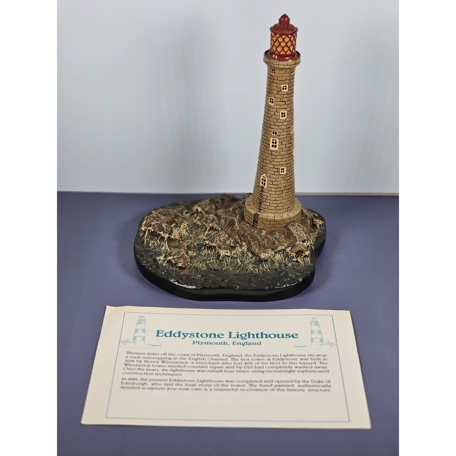 Vintage Danbury Mint Historic Eddystone Lighthouse Sculpture Plymouth England