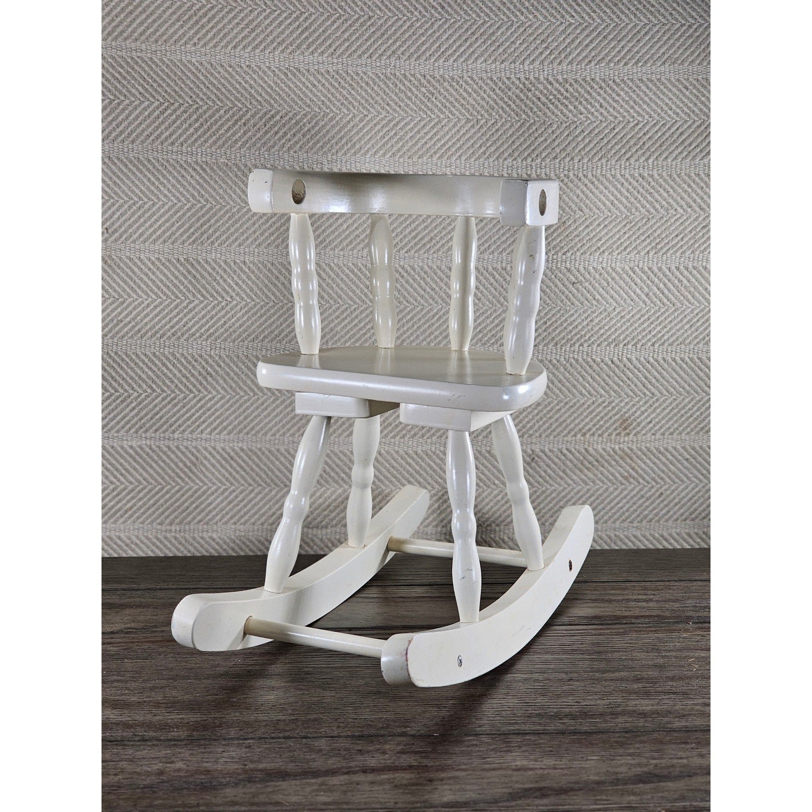 Vintage Wooden Doll Rocking Chair White 16" Cottage Style 80s 90s