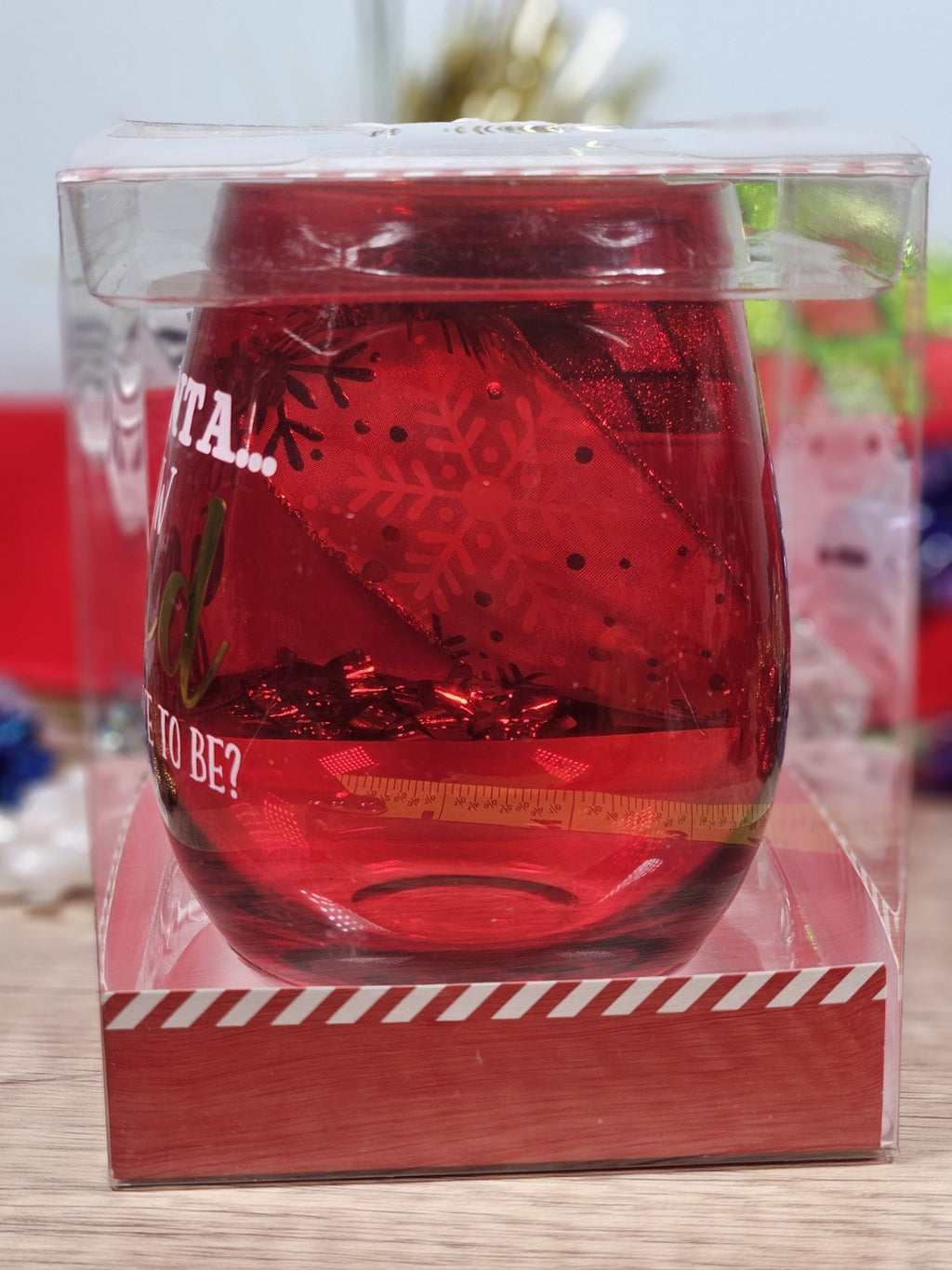 Santa Sayings Stemless Wine Glass Red 20 Fl Oz