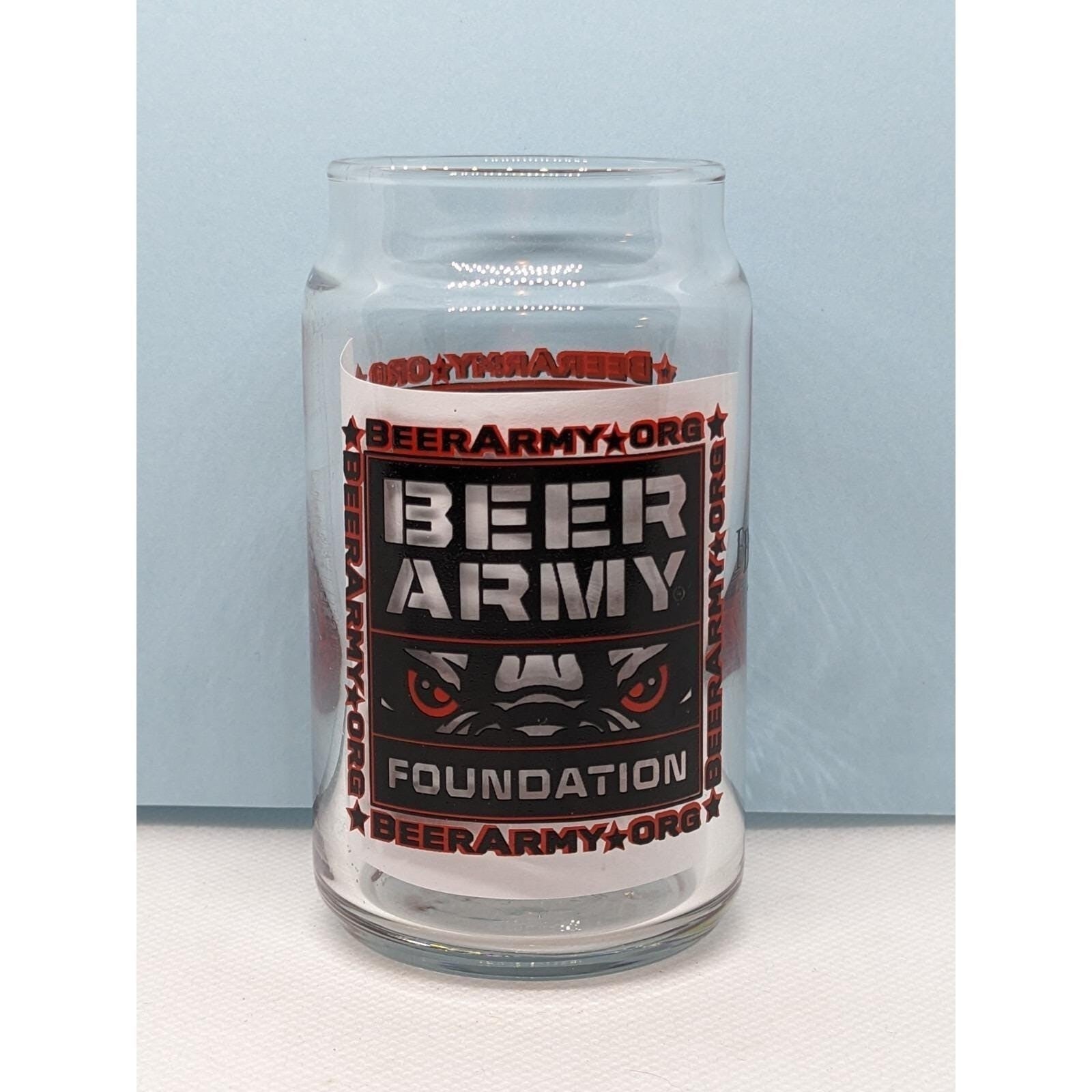 Vintage Beer Army Foundation Glass 5oz Boelter Beer Can Style