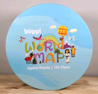 New Boppi Kids 150-Piece Round World Map Jigsaw Puzzle Laura Watson Sealed