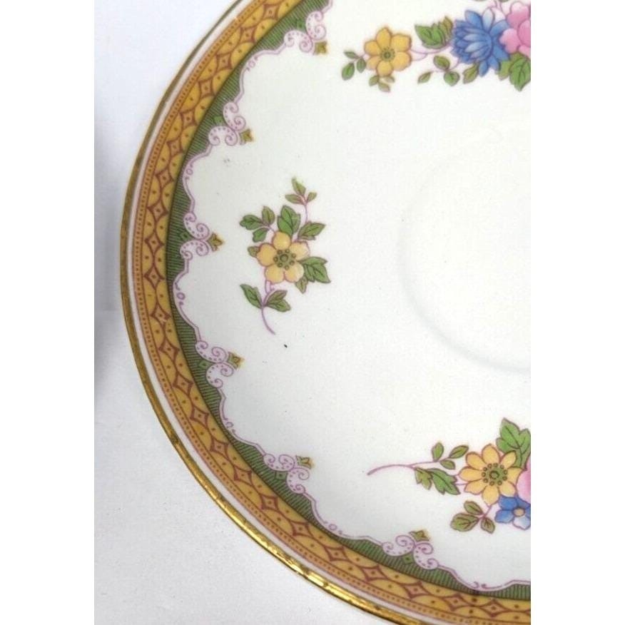 Pope Gosser Teacup and Saucer Set Gold Trim Vintage Set of 2