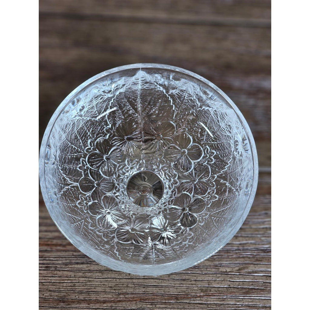 Vintage Pressed Glass Dessert Cups Set of 2 Leaf and Flower Footed Bowls