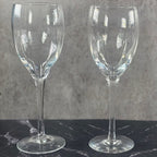 Vintage Crystal Fantasy Ribbed Water Goblets Set of 2 Glasses 7.5