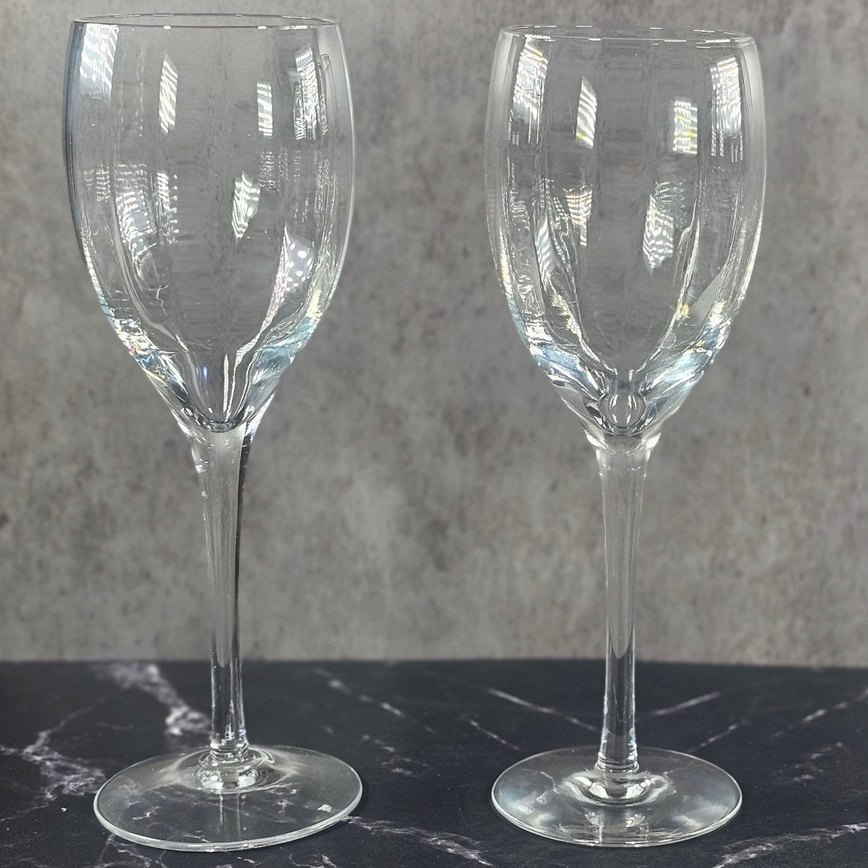 Vintage Crystal Fantasy Ribbed Water Goblets Set of 2 Glasses 7.5