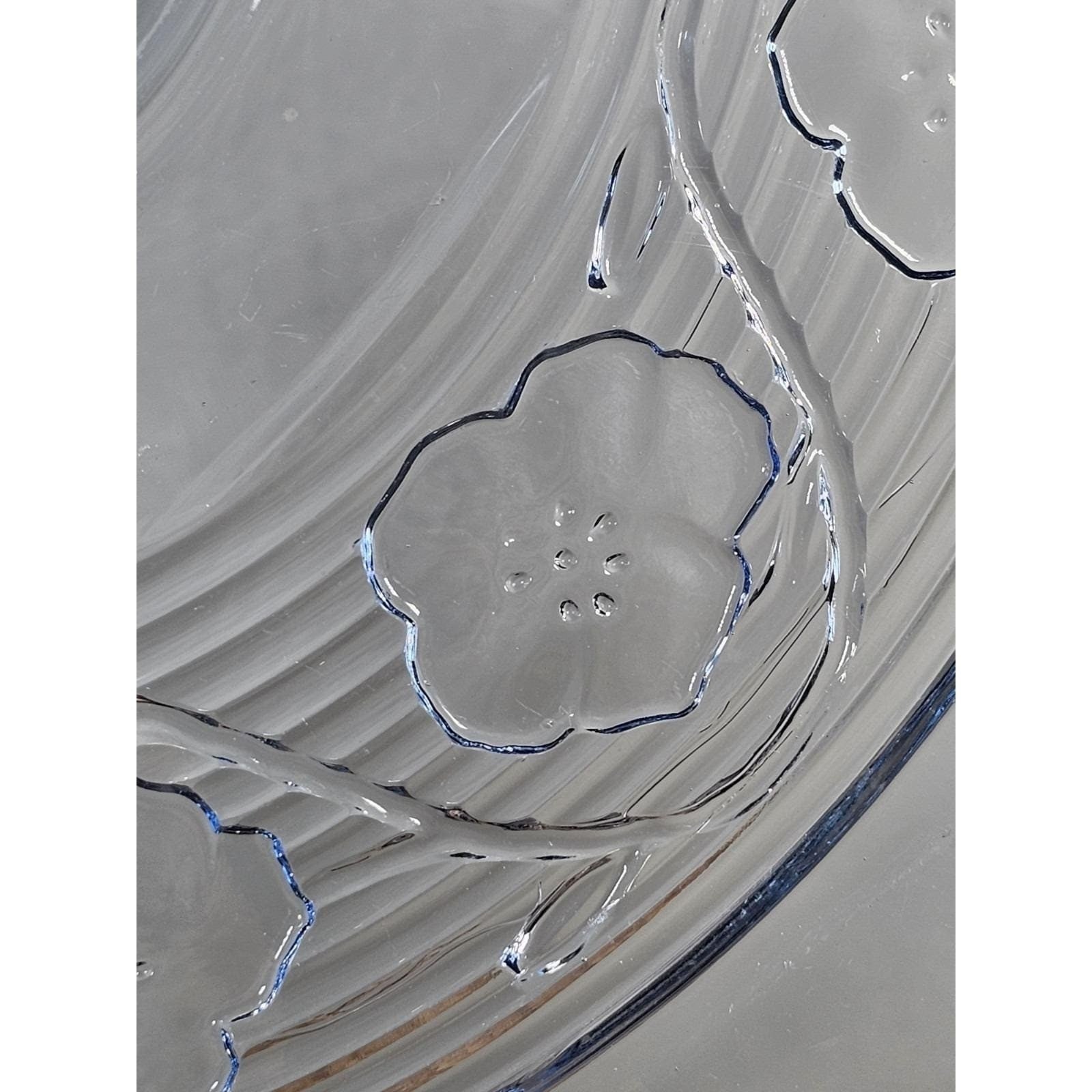Vintage Anchor Hocking Blue Chip and Dip Plate Glass Serving Tray