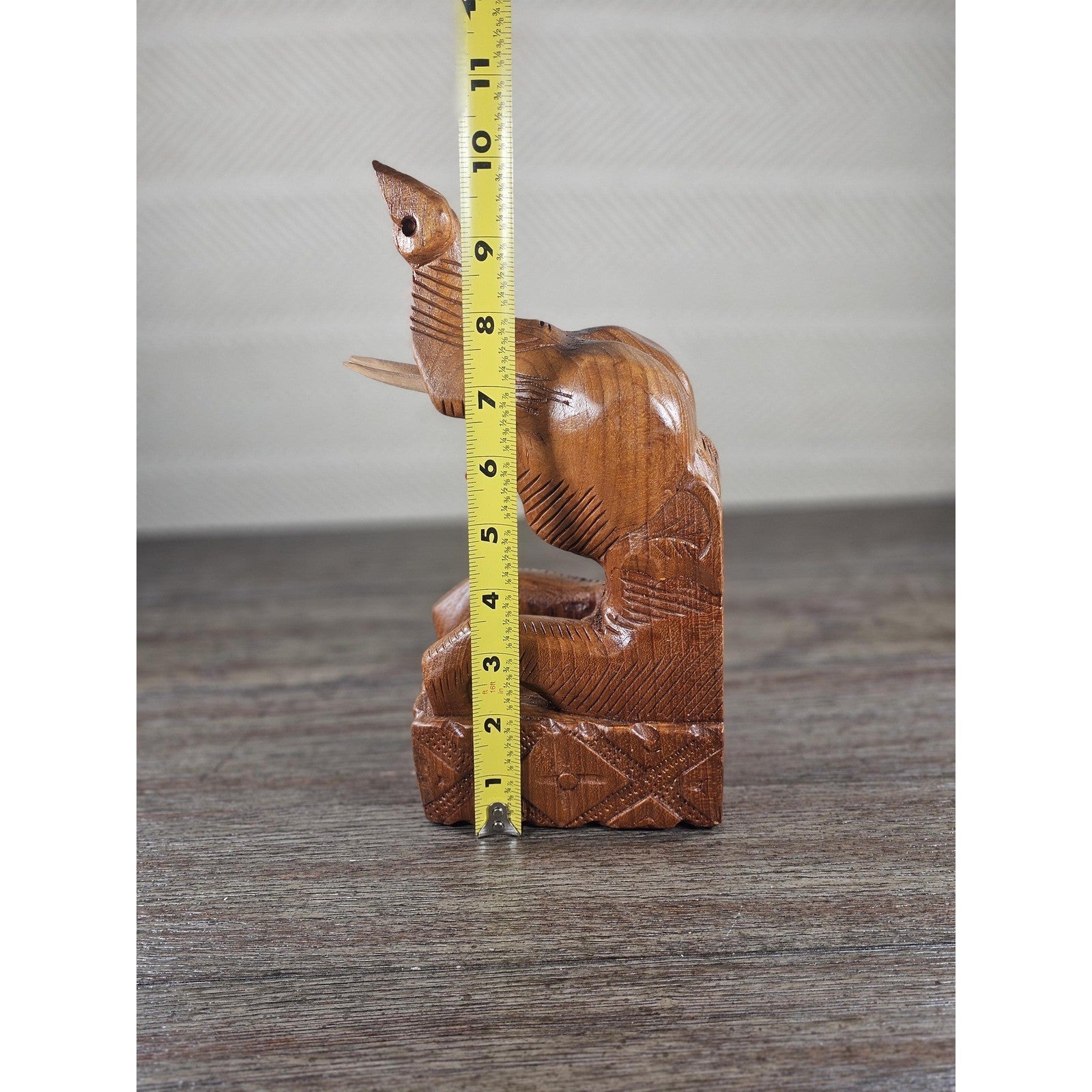 Vintage Teak Wood Elephant Bookend Hand Carved Decor