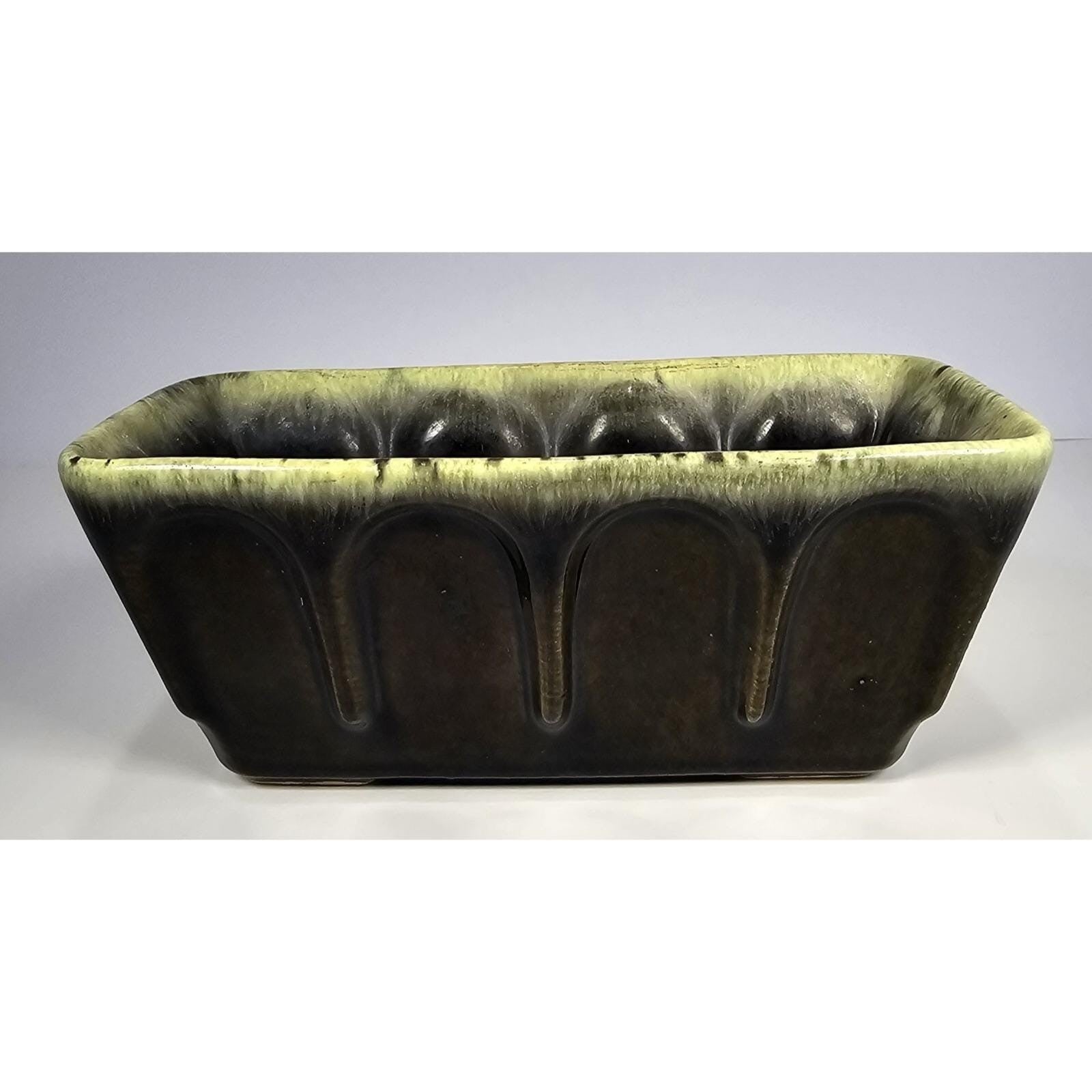 Vintage Hull USA F12 Planter Brown Green Drip Glaze Pottery