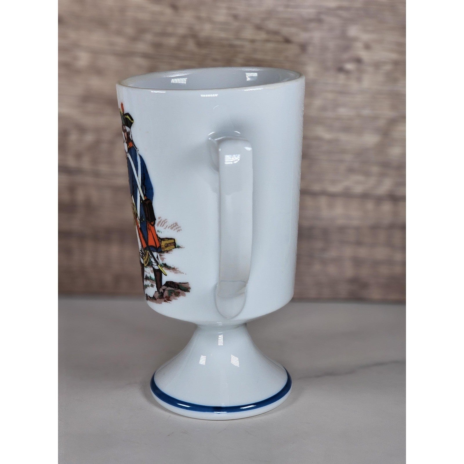 Vintage Fred Roberts Colonial Soldiers Mug Revolutionary War Pedestal Cup