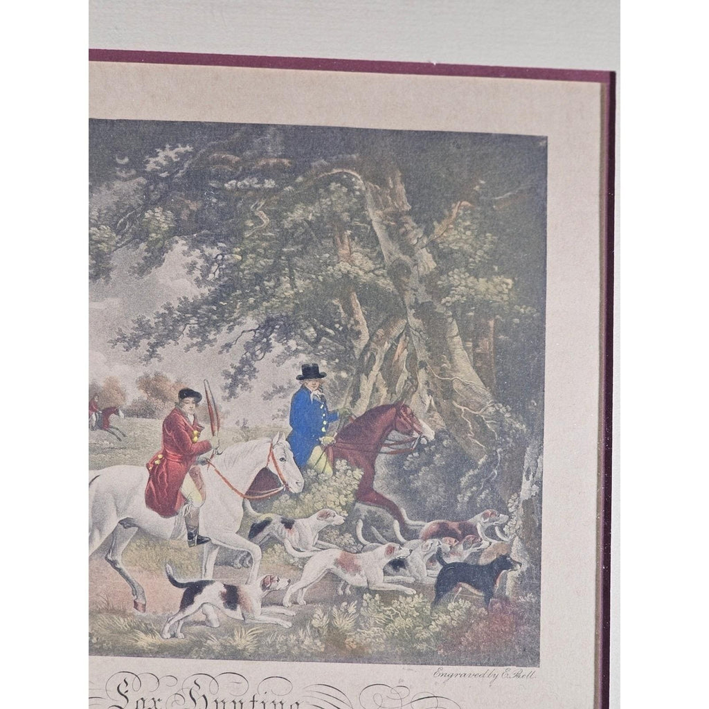 Antique Fox Hunting Print After George Morland Framed Equestrian Art