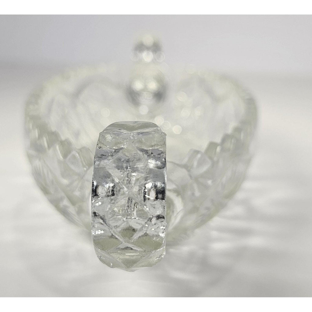 Cut Glass Candy Dish Starburst Pattern Handled Vintage