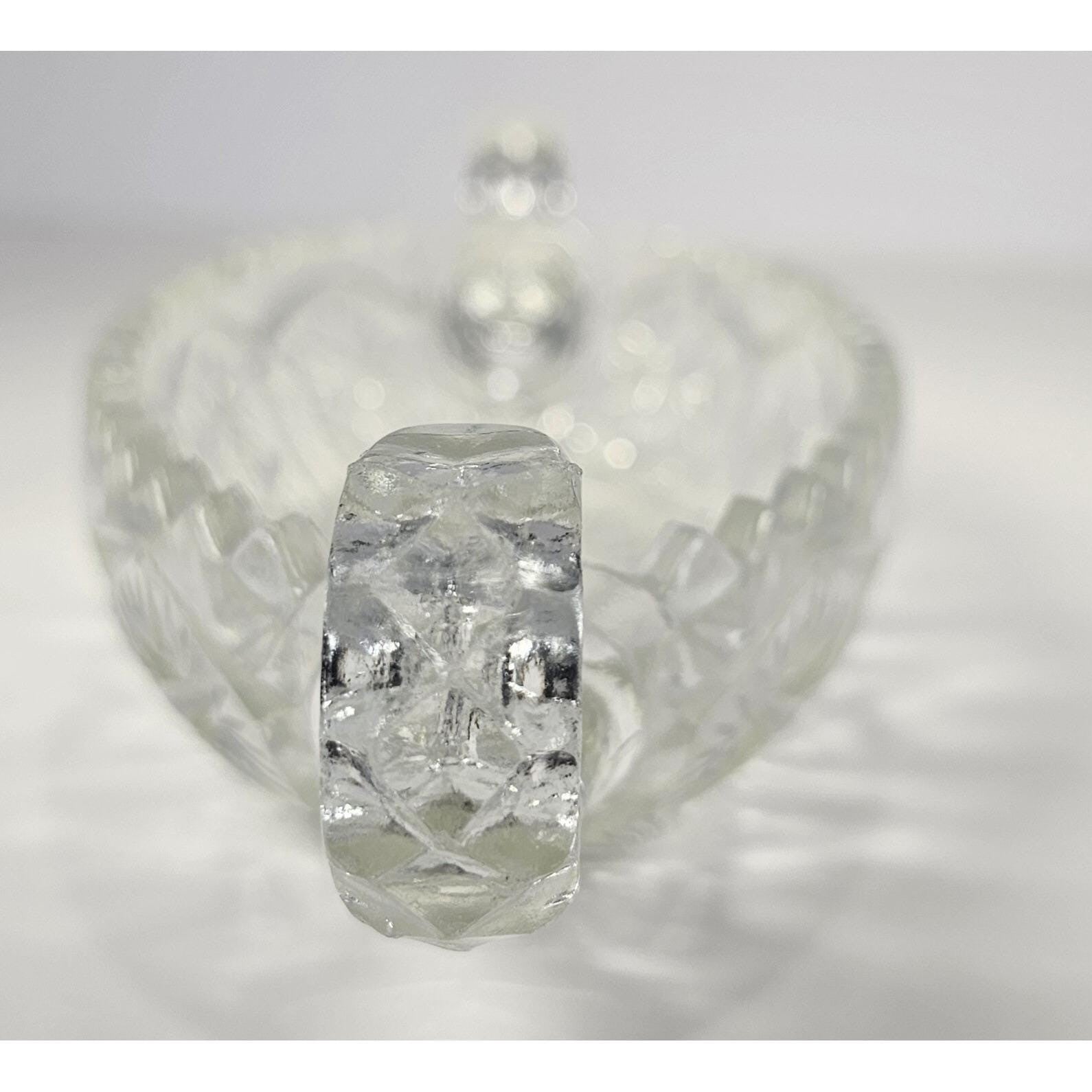 Cut Glass Candy Dish Starburst Pattern Handled Vintage