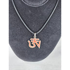 Vintage Sterling Silver Om Pendant Necklace Red Inlay Symbol