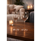 Vintage Pink Stem Wine Glasses Set of 2 Clear Bowl 8.5 Inch