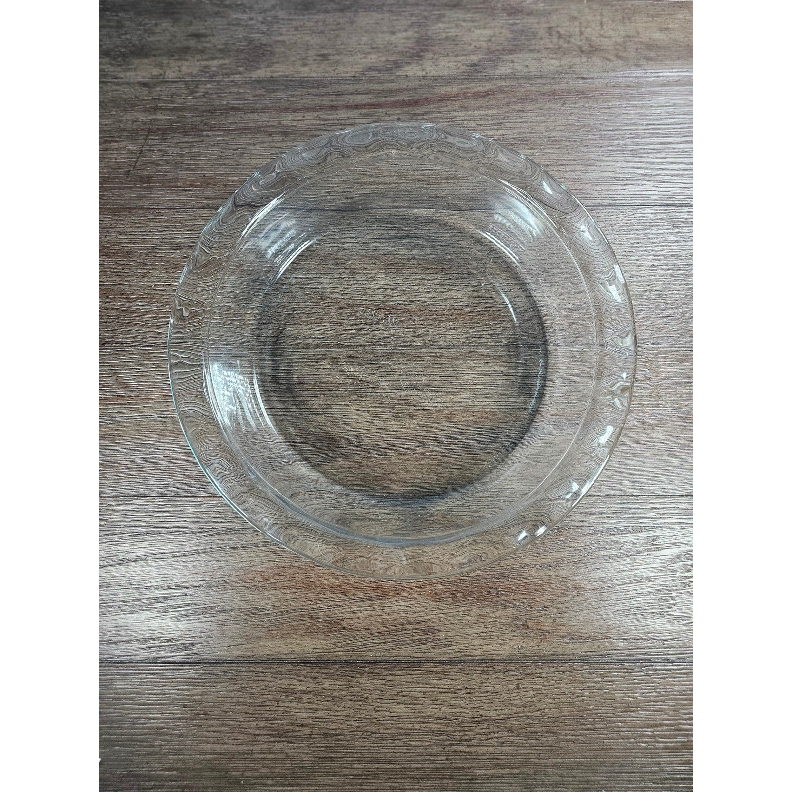 Vintage Pyrex Clear Glass Pie Dish with Blue Dot Rim 11 Inch