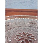 Vintage Pressed Glass Floral Cake Plate | 13" Clear Glass Serving Platter