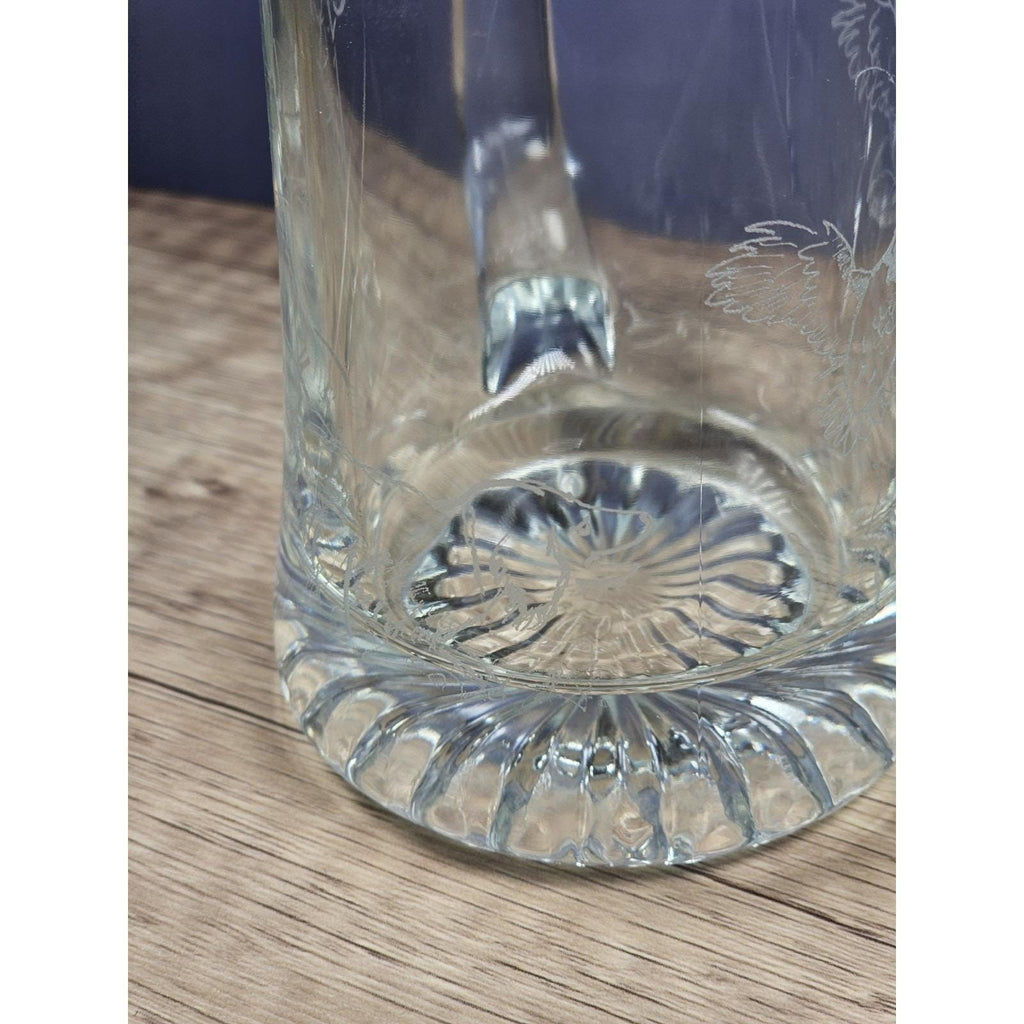 CC Shoaf 1995 Etched Beer Mug Hunter Ducks Signed Glass
