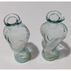 Vintage Vetreria Etrusca Green Glass Bottles Pair Italian 1960s