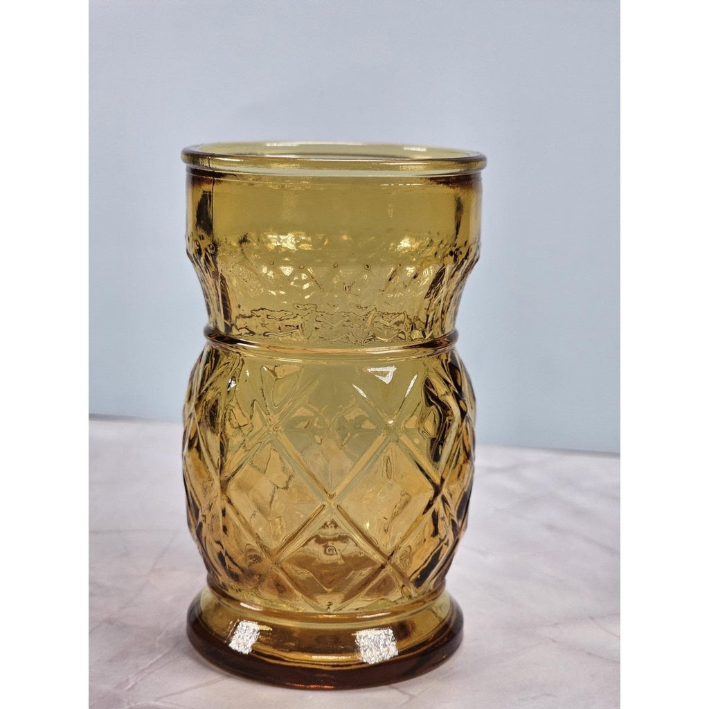 Vintage Wheaton Amber Pineapple Glass | Textured Mid Century Drinkware