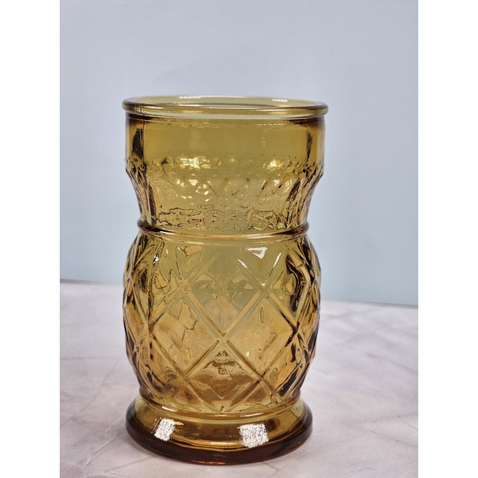 Vintage Wheaton Amber Pineapple Glass | Textured Mid Century Drinkware