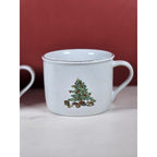 Vintage Tienshan Christmas Tree Porcelain Mugs Set of 2 Holiday Cups