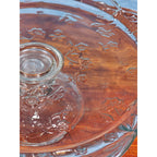Vintage Clear Glass Cake Stand with Floral Embossed Design