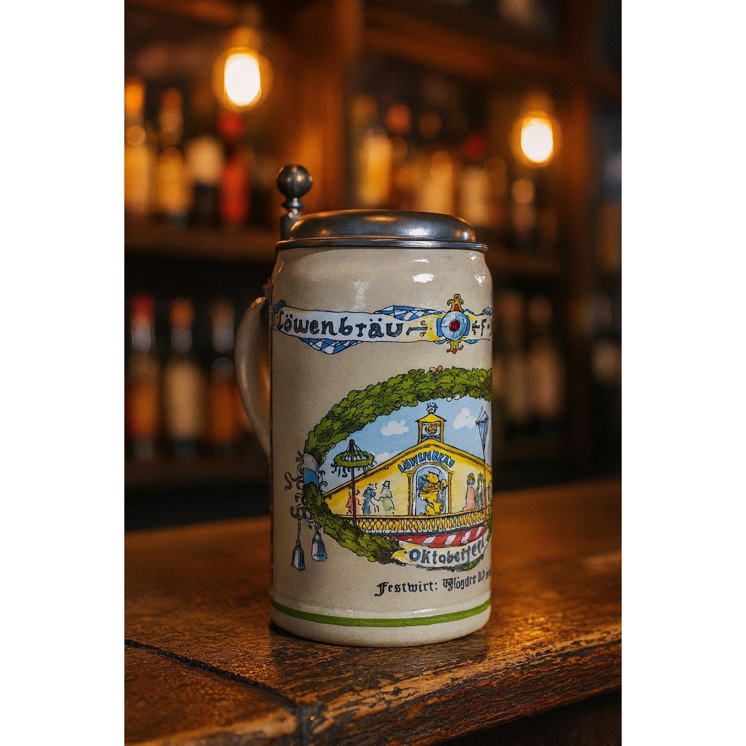 Vintage Löwenbräu Oktoberfest Lidded Beer Stein – Rastal Grenzhausen