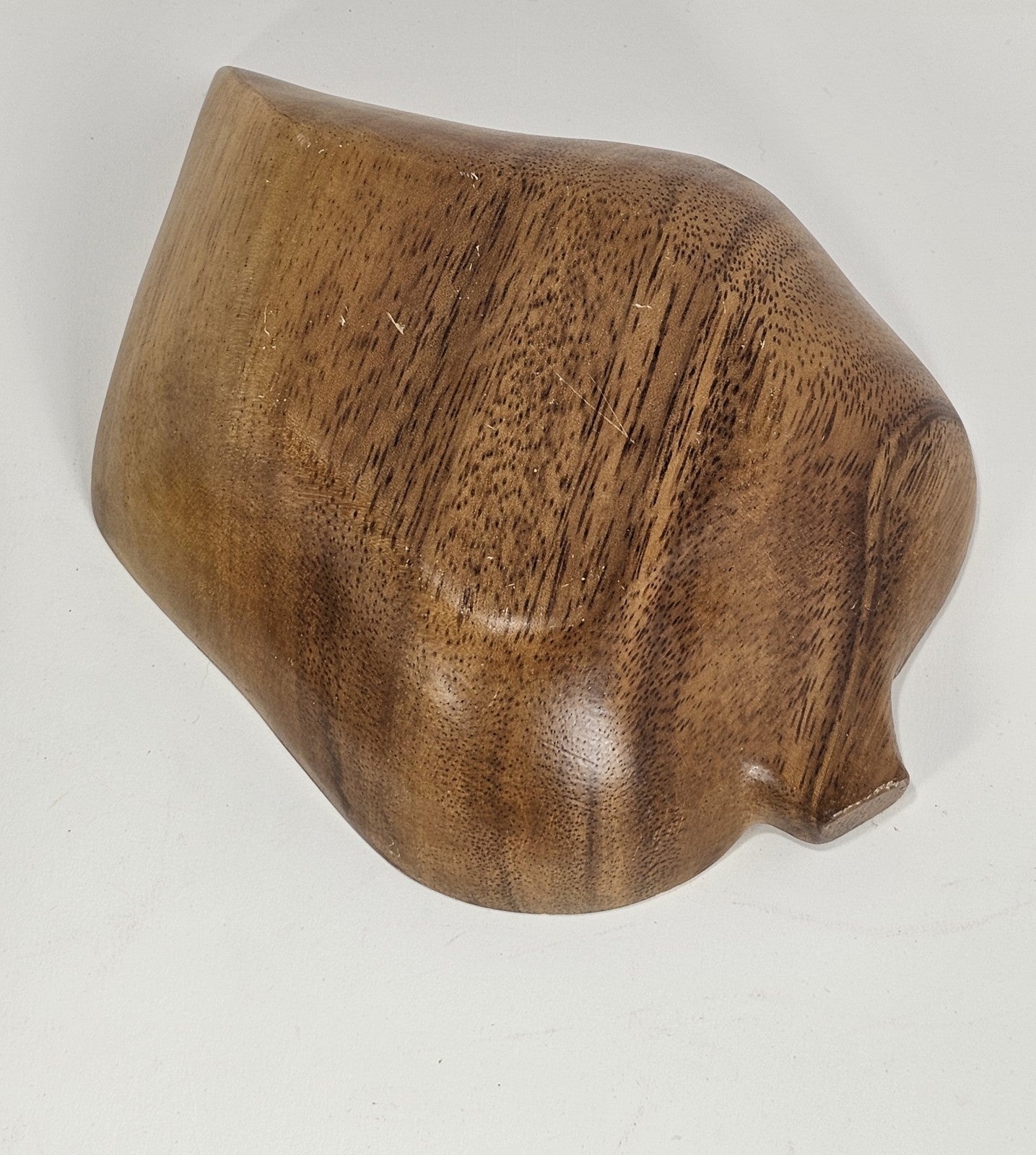 Genuine Vintage Two Monkey Pod Leaf Shaped with Handles Wooden Bowls Handcrafted