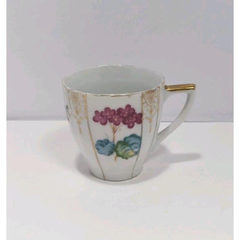 Ucagco Mini Tea Cup Occupied Japan Floral Gold Trim