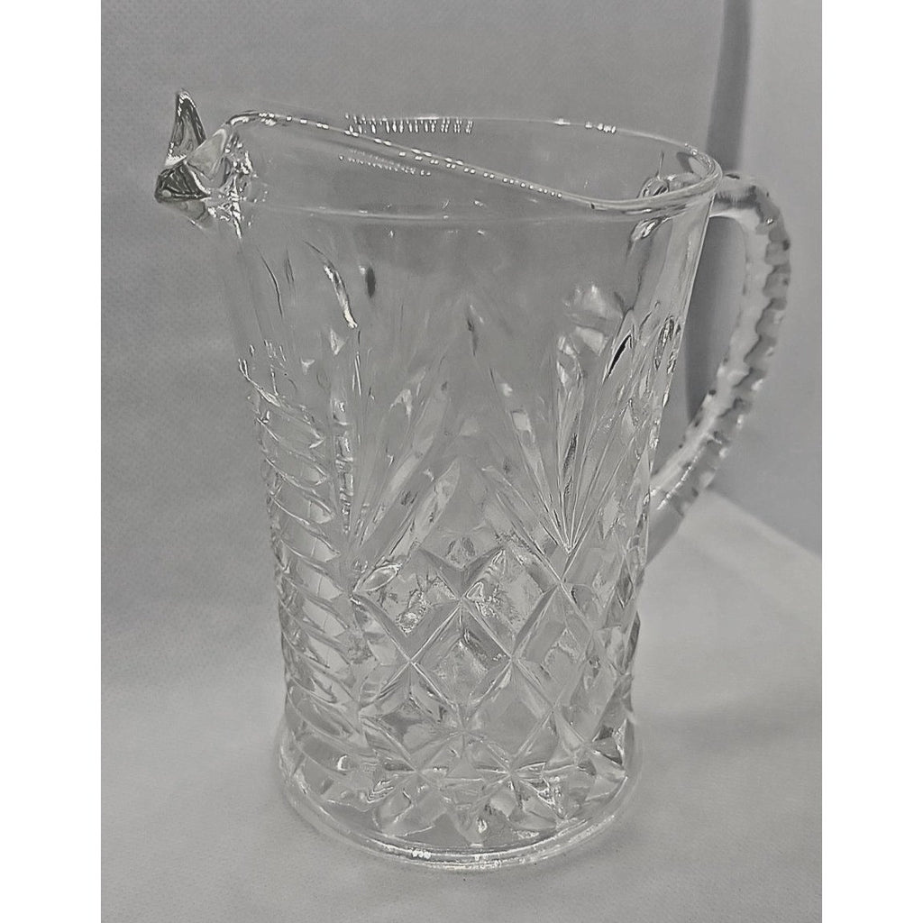 Vintage 5" Tall Anchor Hocking Pressed Pineapple Glass Creamer Pitcher 1960s