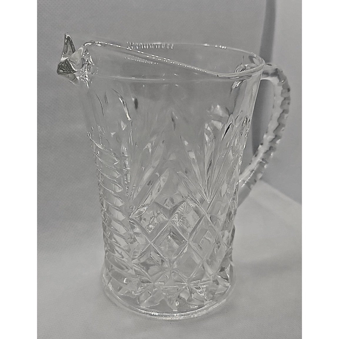 Vintage 5" Tall Anchor Hocking Pressed Pineapple Glass Creamer Pitcher 1960s