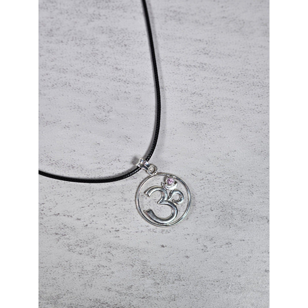Vintage Sterling Silver Om Symbol Pendant Necklace Spiritual Jewelry