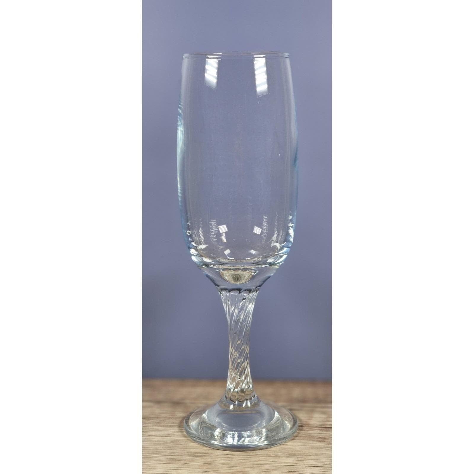 Vintage Champagne Flute Twisted Stem Clear Glass Fluted Bowl Barware