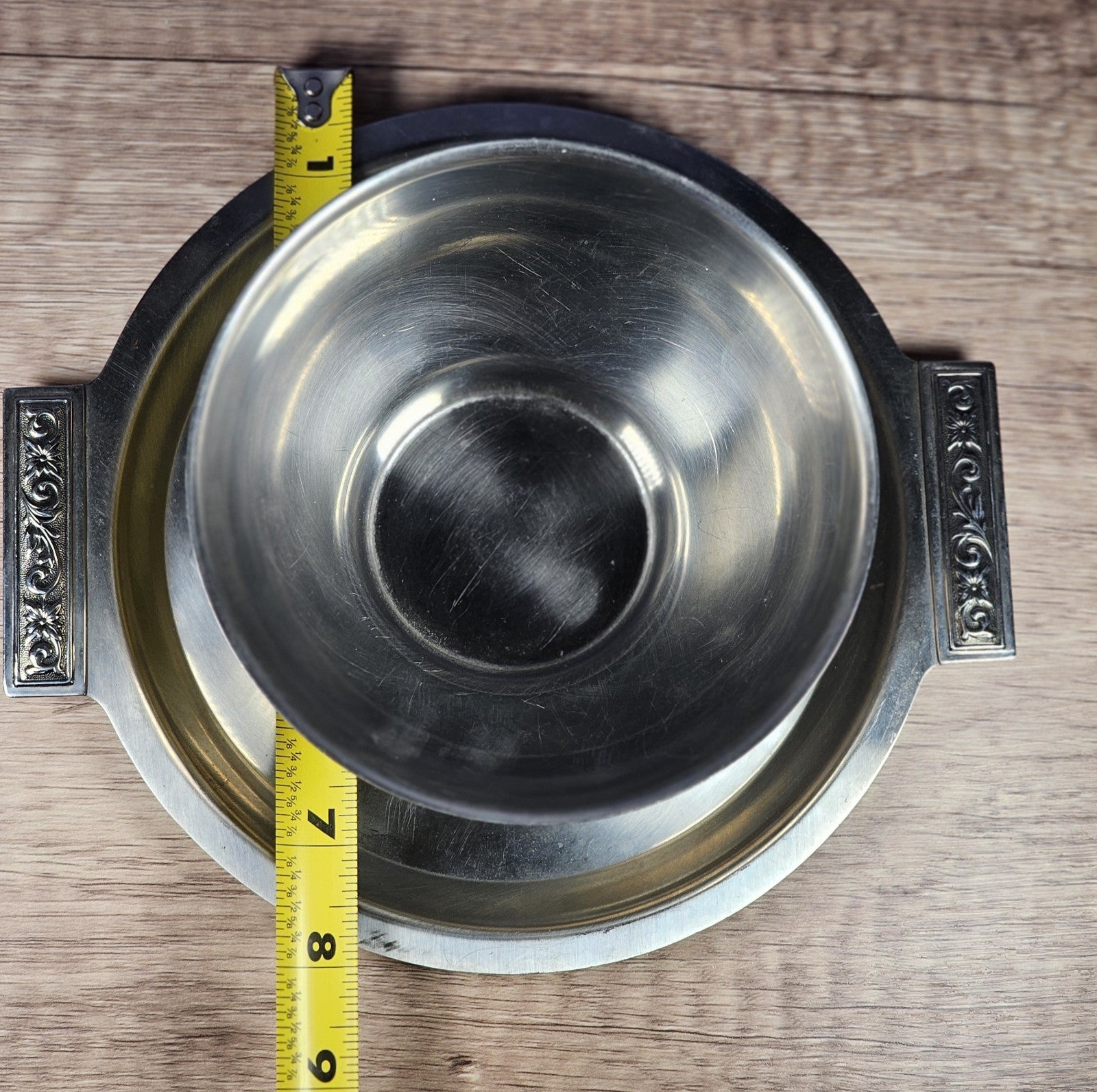 International Decorator Stainless Steel Gravy Bowl With Attached Plate Elegant