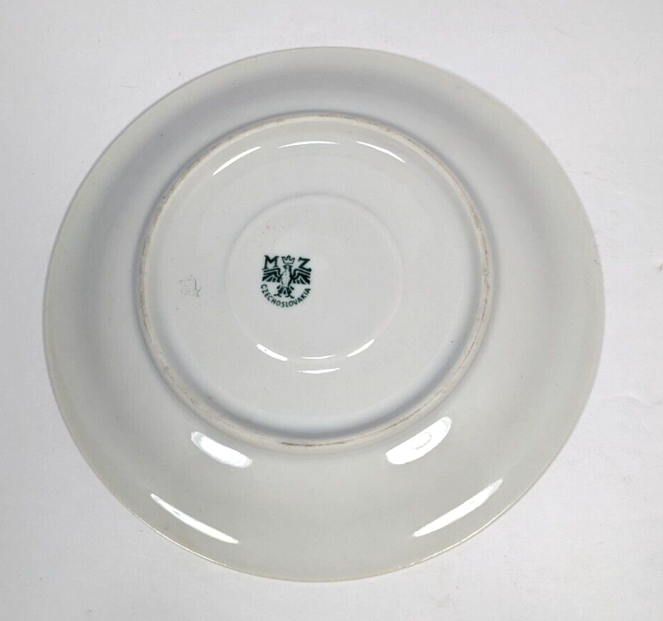 Vintage Moritz Zdekauer Czechoslovakia 5.5″ Saucer Pink Floral Butterfly Trim