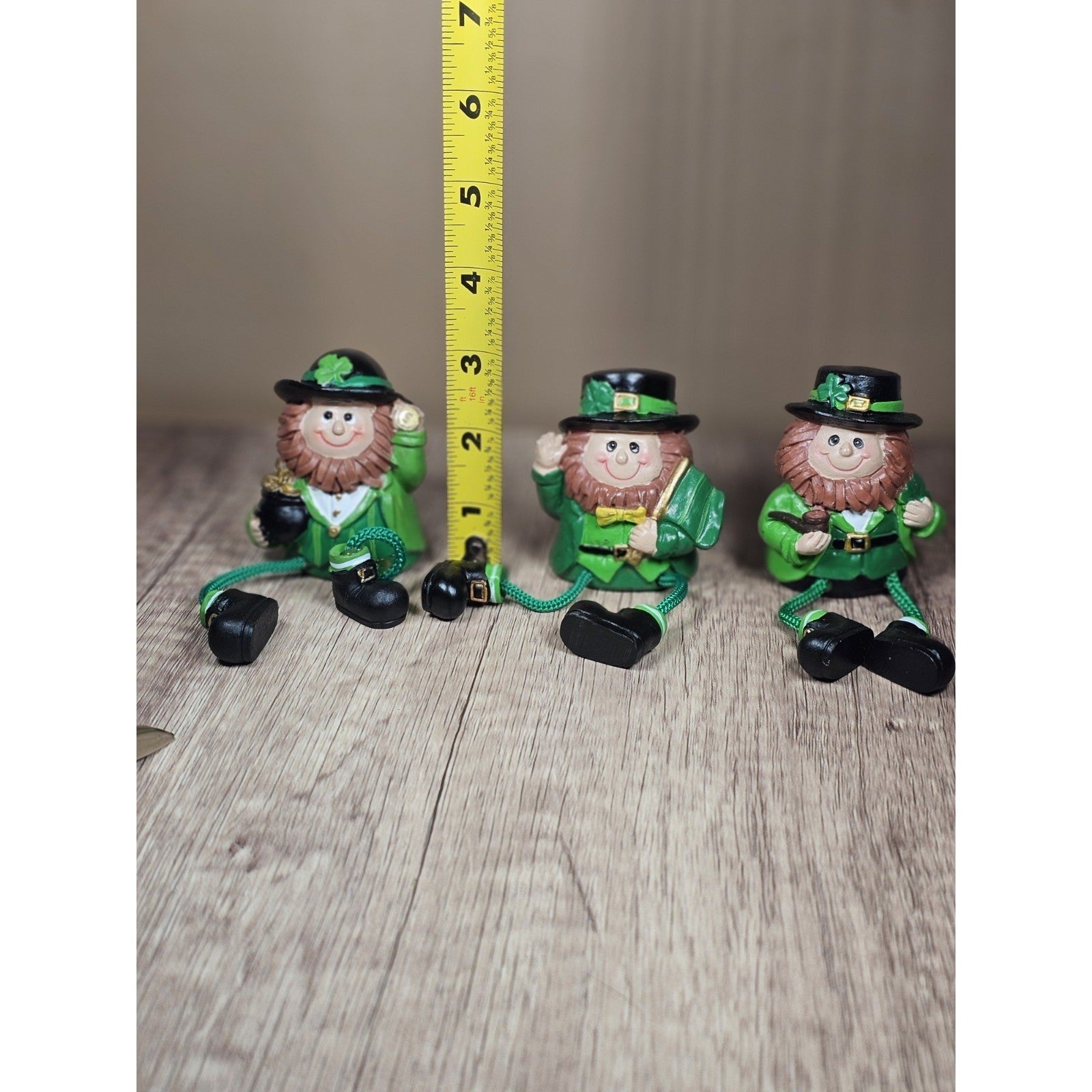 Set of 3 Sitting Leprechauns with Dangling Legs St Patricks Day Decor