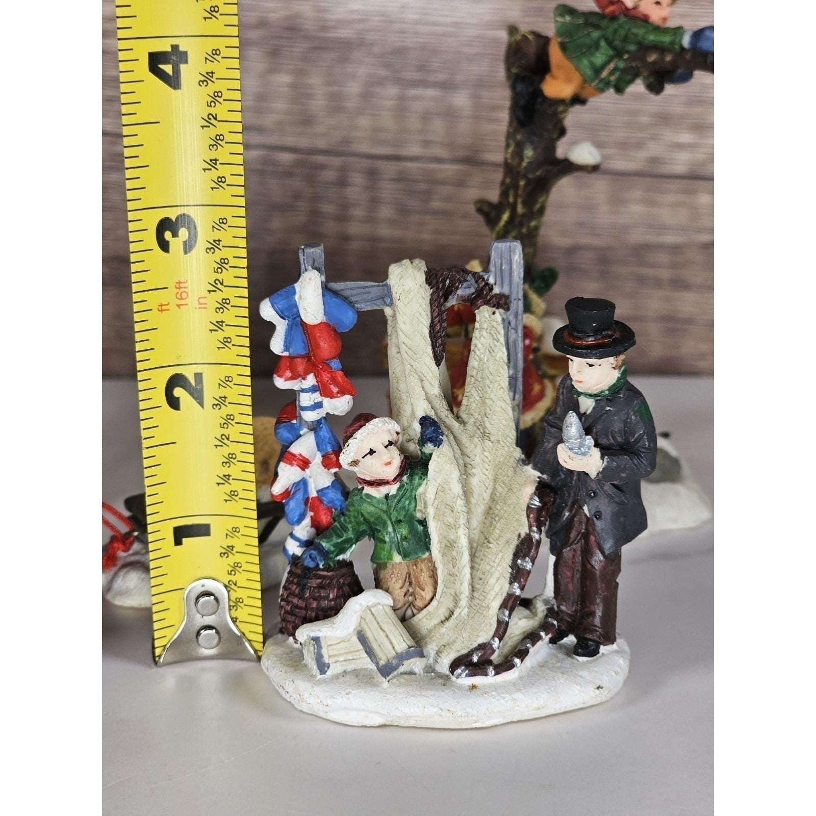 Vintage Christmas Village Figurines Set of 4 Polystone Holiday Decors