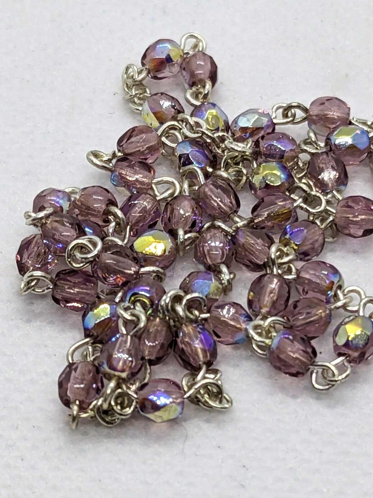 Purple Prism Beaded Rosary Made in Italy