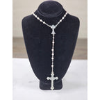 Vintage Rosary Necklace & Heart Pin Set with Case Religious