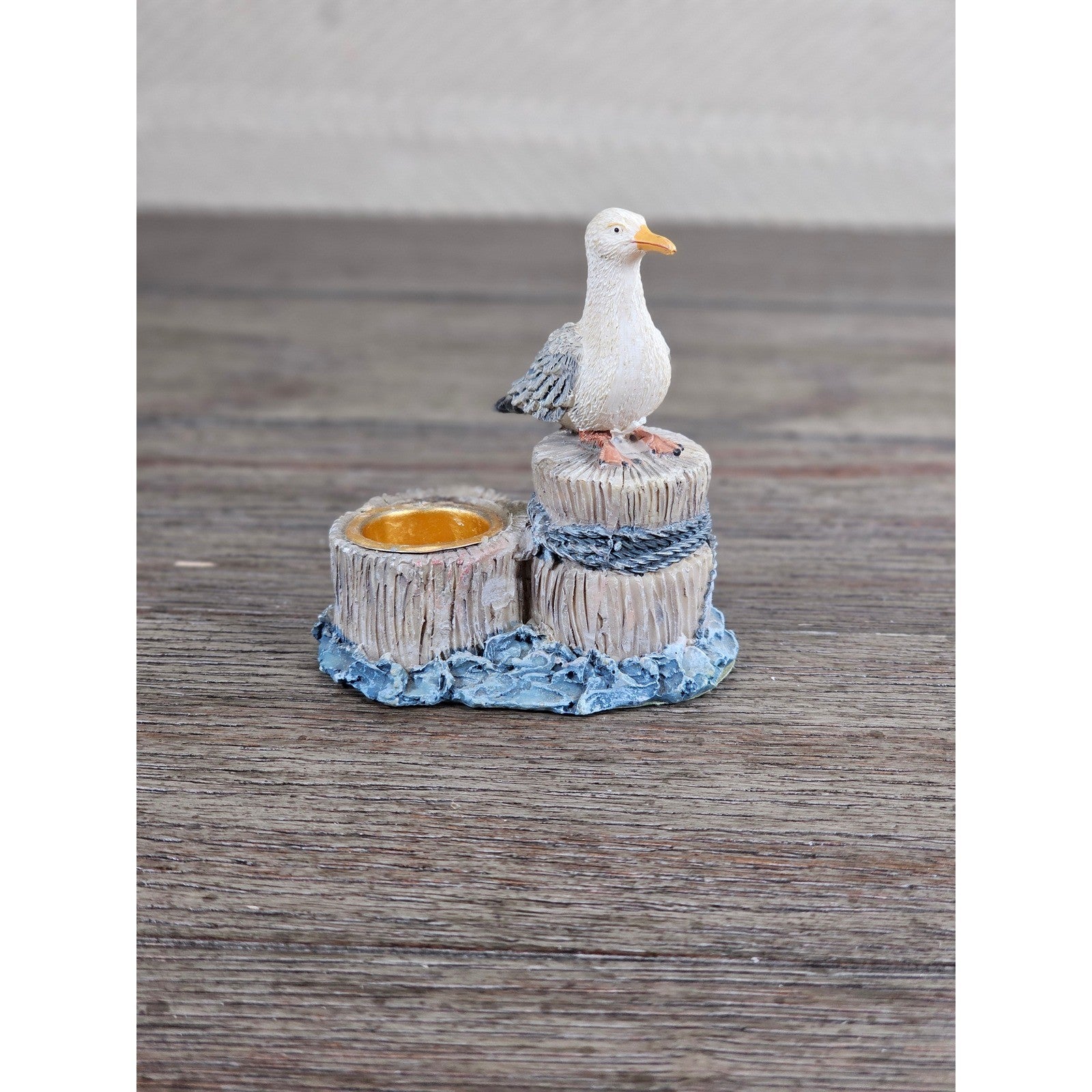 Vintage Seagull Candlestick Holder Nautical Coastal Decor Small Table Accent