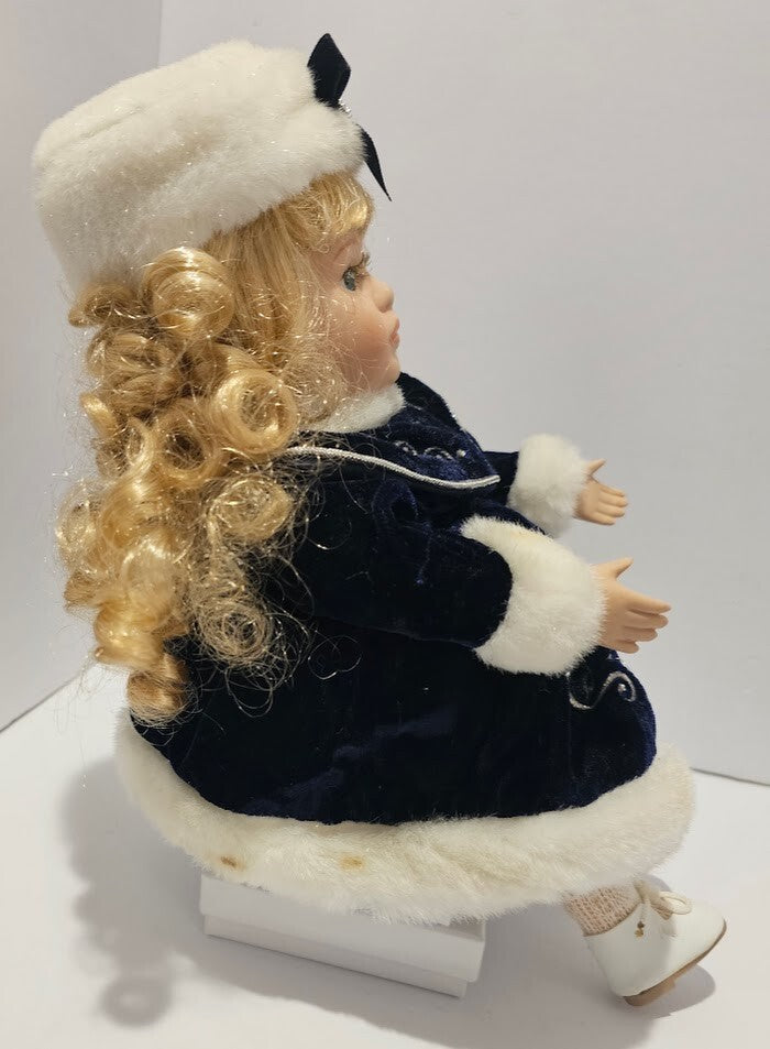 Animated Musical Porcelain Doll “Lisa” in Holiday / Winter Outfit – Collector’s