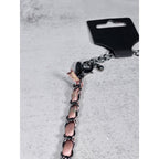 Vintage Pink Beaded Cluster Necklace with Ribbon Chain Detail