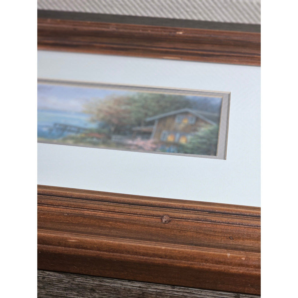 Vintage Coastal Cottage Framed Print Wall Art | Nautical Harbor Scene