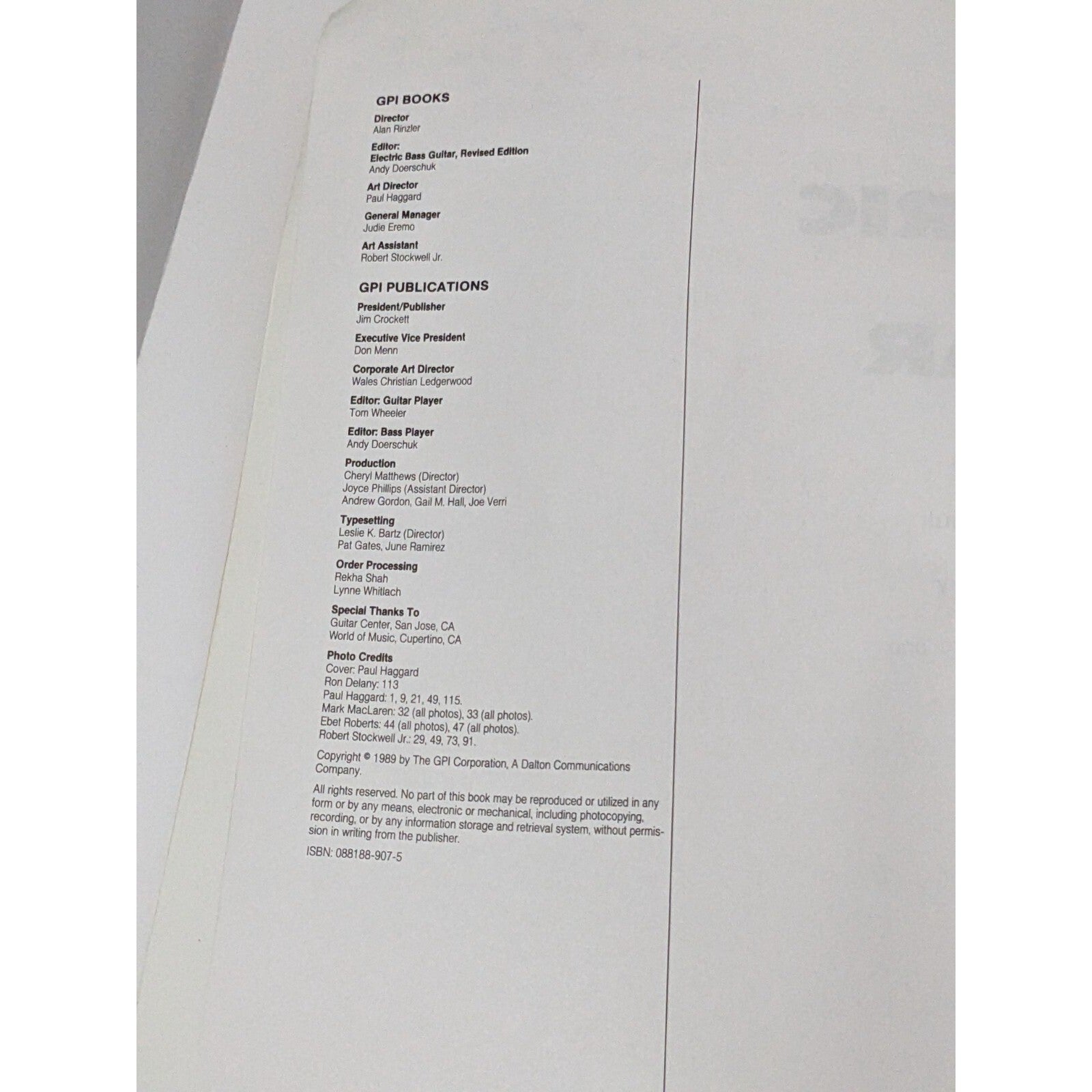 Electric Bass Guitar Instruction Book Revised Edition Paperback